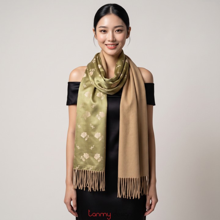 Two-layer silk wool scarf - rose